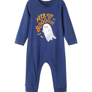 PEEK Before You Boo Blue Ghost Print Baby Jumpsuit Romper SIZE 12-18M